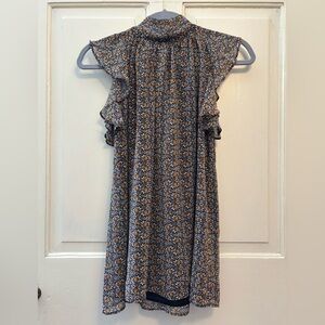 Michael Kors Floral Chiffon Flutter Mock Neck Blouse, size S